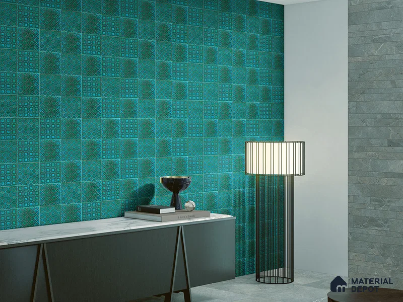 Moroccan Wall Tile TL 05650 Opulence Enchanted Teal 8 x 8 inch Ceramic Matte Finish - 9 mm | 3 Random Faces | Suitable for Living Room, Bathroom, Kitchen & Backsplash | Please Expect a Slight Variation of Pattern