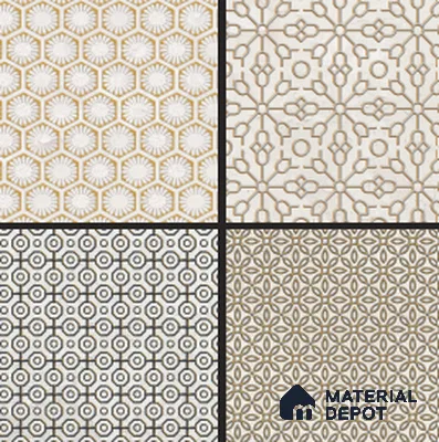 Moroccan Wall Tile TL 05649 Opulence Golden Whisper 8 x 8 inch Ceramic Matte Finish - 9 mm | 4 Random Faces | Suitable for Living Room, Bathroom, Kitchen & Backsplash | Please Expect a Slight Variation of Pattern