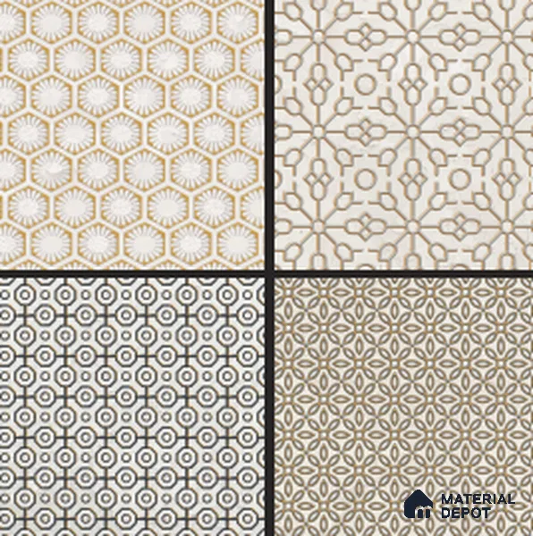 Moroccan Wall Tile TL 05649 Opulence Golden Whisper 8 x 8 inch Ceramic Matte Finish - 9 mm | 4 Random Faces | Suitable for Living Room, Bathroom, Kitchen & Backsplash | Please Expect a Slight Variation of Pattern