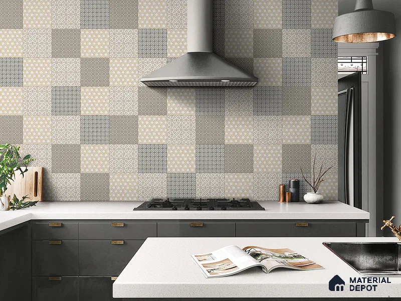 Moroccan Wall Tile TL 05649 Opulence Golden Whisper 8 x 8 inch Ceramic Matte Finish - 9 mm | 4 Random Faces | Suitable for Living Room, Bathroom, Kitchen & Backsplash | Please Expect a Slight Variation of Pattern