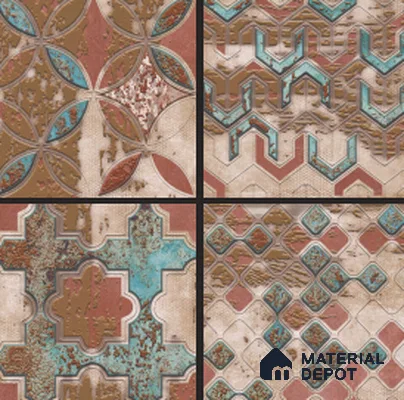 Moroccan Wall Tile TL 05648 Opulence Playful Pastel 8 x 8 inch Ceramic Matte Finish - 9 mm | 4 Random Faces | Suitable for Living Room, Bathroom, Kitchen & Backsplash | Please Expect a Slight Variation of Pattern