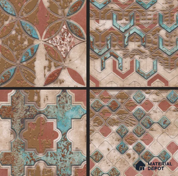 Moroccan Wall Tile TL 05648 Opulence Playful Pastel 8 x 8 inch Ceramic Matte Finish - 9 mm | 4 Random Faces | Suitable for Living Room, Bathroom, Kitchen & Backsplash | Please Expect a Slight Variation of Pattern