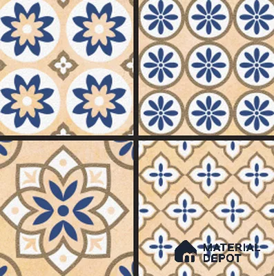 Moroccan Wall Tile TL 05646 Opulence Sandstone Beige 8 x 8 inch Ceramic Matte Finish - 9 mm | 4 Random Faces | Suitable for Living Room, Bathroom, Kitchen & Backsplash | Please Expect a Slight Variation of Pattern
