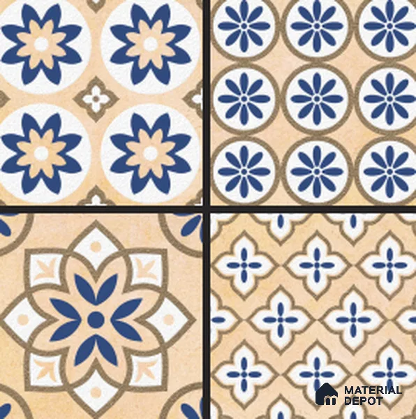 Moroccan Wall Tile TL 05646 Opulence Sandstone Beige 8 x 8 inch Ceramic Matte Finish - 9 mm | 4 Random Faces | Suitable for Living Room, Bathroom, Kitchen & Backsplash | Please Expect a Slight Variation of Pattern