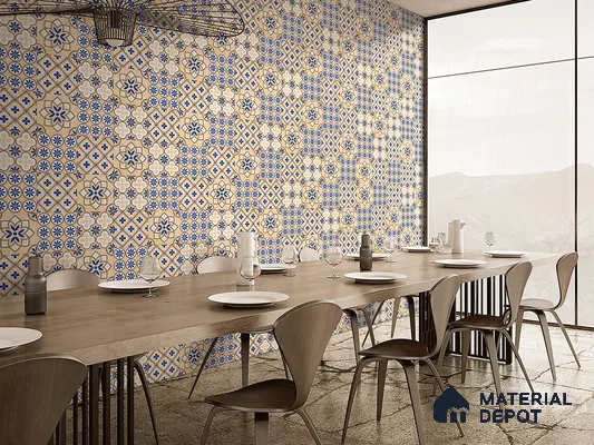 Moroccan Wall Tile TL 05646 Opulence Sandstone Beige 8 x 8 inch Ceramic Matte Finish - 9 mm | 4 Random Faces | Suitable for Living Room, Bathroom, Kitchen & Backsplash | Please Expect a Slight Variation of Pattern