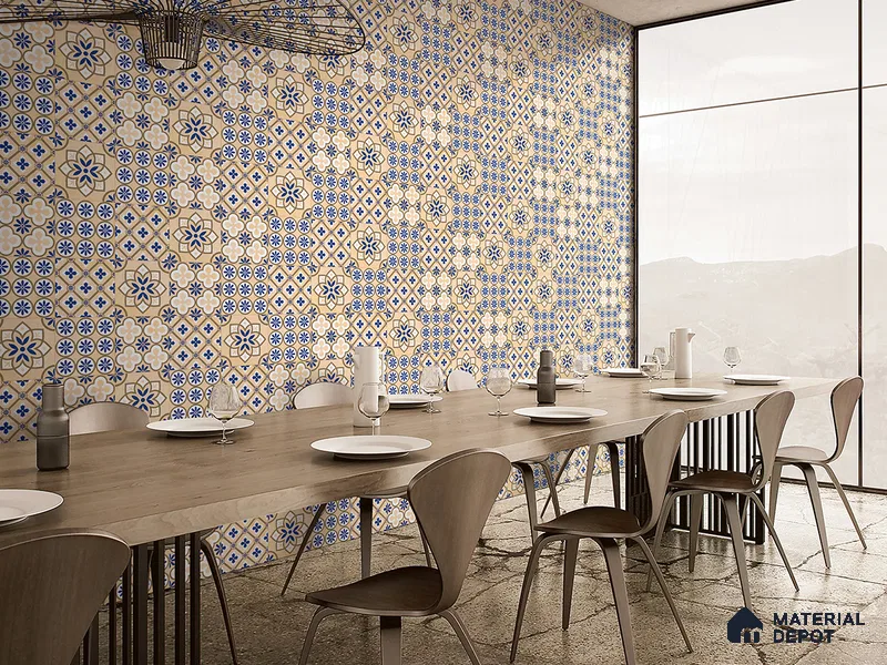 Moroccan Wall Tile TL 05646 Opulence Sandstone Beige 8 x 8 inch Ceramic Matte Finish - 9 mm | 4 Random Faces | Suitable for Living Room, Bathroom, Kitchen & Backsplash | Please Expect a Slight Variation of Pattern