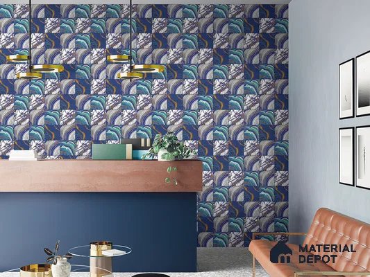 Moroccan Wall Tile TL 05641 B Tangier Azure Gleam 6 x 6 inch Ceramic Matte Finish - 9 mm | 4 Random Faces | Suitable for Living Room, Bathroom, Kitchen & Backsplash