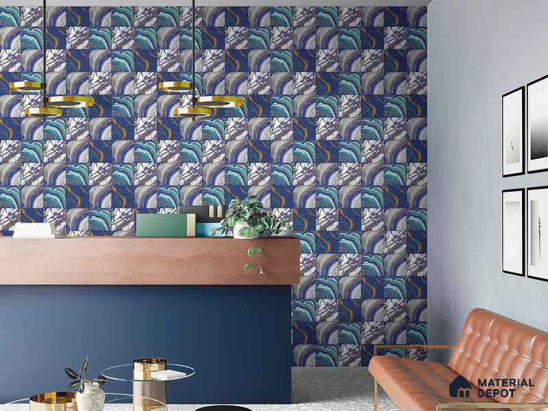 Moroccan Wall Tile TL 05641 B Tangier Azure Gleam 6 x 6 inch Ceramic Matte Finish - 9 mm | 4 Random Faces | Suitable for Living Room, Bathroom, Kitchen & Backsplash