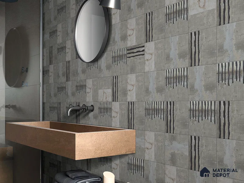 Moroccan Wall Tile TL 05636 Tangier Silver Threads 6 x 6 inch Ceramic Matte Finish - 9 mm | 4 Random Faces | Suitable for Living Room, Bathroom, Kitchen & Backsplash