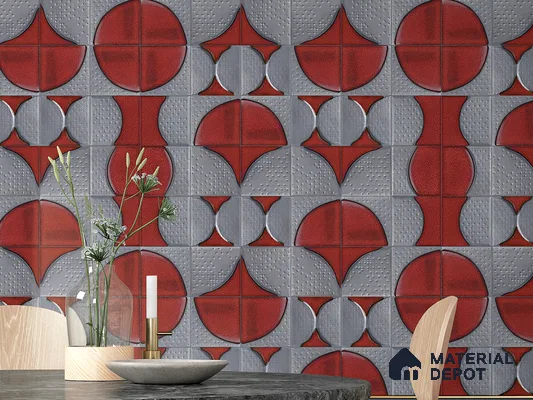 Moroccan Wall Tile TL 05642 B Tangier Gold Tide 6 x 6 inch Ceramic Matte Finish - 9 mm | 5 Random Faces | Suitable for Living Room, Bathroom, Kitchen & Backsplash