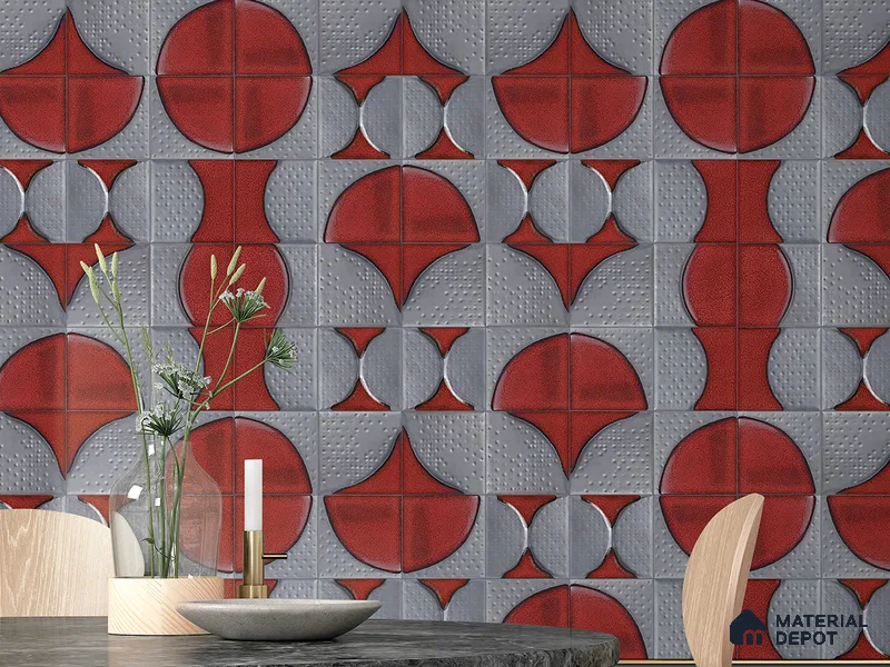 Moroccan Wall Tile TL 05642 B Tangier Gold Tide 6 x 6 inch Ceramic Matte Finish - 9 mm | 5 Random Faces | Suitable for Living Room, Bathroom, Kitchen & Backsplash