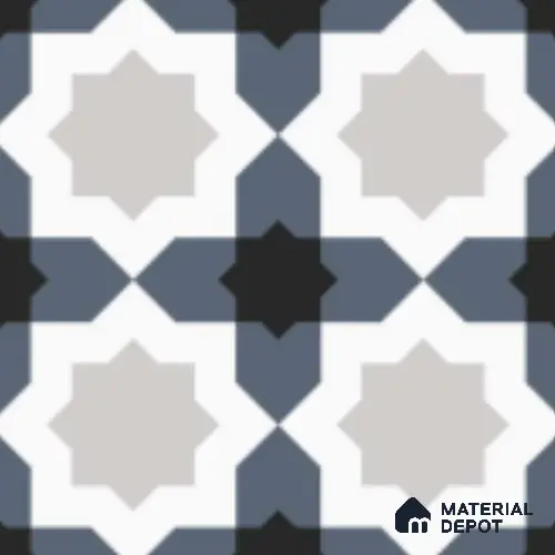 Multifired Moroccan Floor & Wall Tile TL 07962 Astral Denim 12 x 12 inch Vitrified Matte Finish - 9 mm | Suitable for Living Room, Bathroom, Kitchen & Backsplash