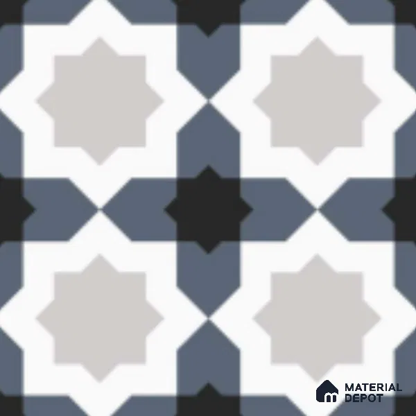 Multifired Moroccan Floor & Wall Tile TL 07962 Astral Denim 1 ft x 1 ft Vitrified Matte Finish - 9 mm | Suitable for Bathroom, Kitchen, Balcony