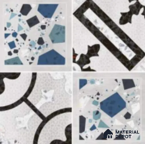 Multifired Moroccan Floor & Wall Tile TL 07956 F Cendre Alloy 1 ft x 1 ft Vitrified Matte Finish - 9 mm | Suitable for Bathroom, Kitchen, Balcony
