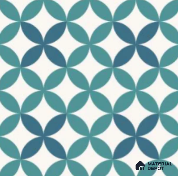 Multifired Moroccan Floor & Wall Tile TL 07957 Tyrrhenian Blue 12 x 12 inch Vitrified Matte Finish - 9 mm | Suitable for Living Room, Bathroom, Kitchen & Backsplash