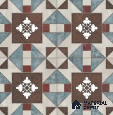Multifired Moroccan Floor & Wall Tile TL 07953 Sterling Mirage 2 ft x 2 ft Vitrified Matte Finish - 9 mm | Suitable for Living Room, Bathroom, Kitchen & Backsplash