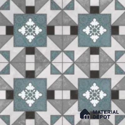 Multifired Moroccan Floor & Wall Tile TL 07952 Silver Fjord 2 ft x 2 ft Vitrified Matte Finish - 9 mm | Suitable for Living Room, Bathroom, Kitchen & Backsplash