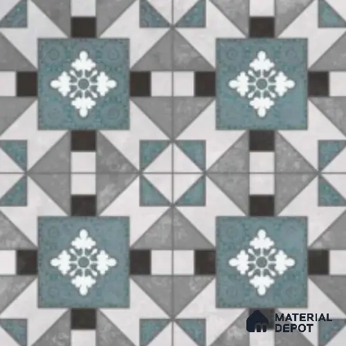 Multifired Moroccan Floor & Wall Tile TL 07952 Silver Fjord 2 ft x 2 ft Vitrified Matte Finish - 9 mm | Suitable for Living Room, Bathroom, Kitchen & Backsplash