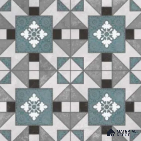 Multifired Moroccan Floor & Wall Tile TL 07952 Silver Fjord 2 ft x 2 ft Vitrified Matte Finish - 9 mm | Suitable for Living Room, Bathroom, Kitchen & Backsplash