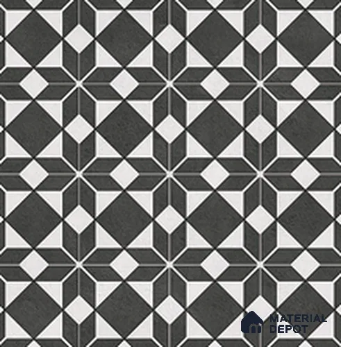 Moroccan Floor & Wall Tile TL 12609 Petal Black 1 ft x 1 ft Ceramic Carving Matte Finish - 9.5 mm | Living Room, Kitchen Wall & Backsplashes, Dining & Bathroom