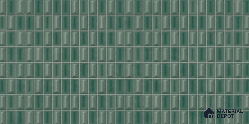 3D Look Wall Tile TL 11451 D Aspen Green 2 ft x 1 ft Ceramic Glossy Finish - 9 mm  | Suitable for Bathroom, Dining & Kitchen