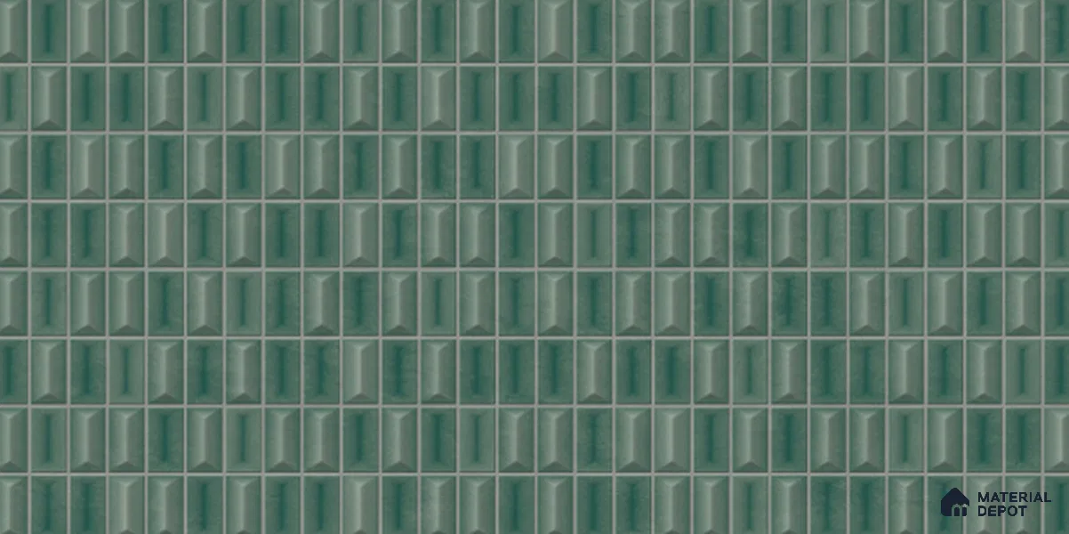 3D Look Wall Tile TL 11451 D Aspen Green 2 ft x 1 ft Ceramic Glossy Finish - 9 mm | Suitable for Bathroom, Dining & Kitchen