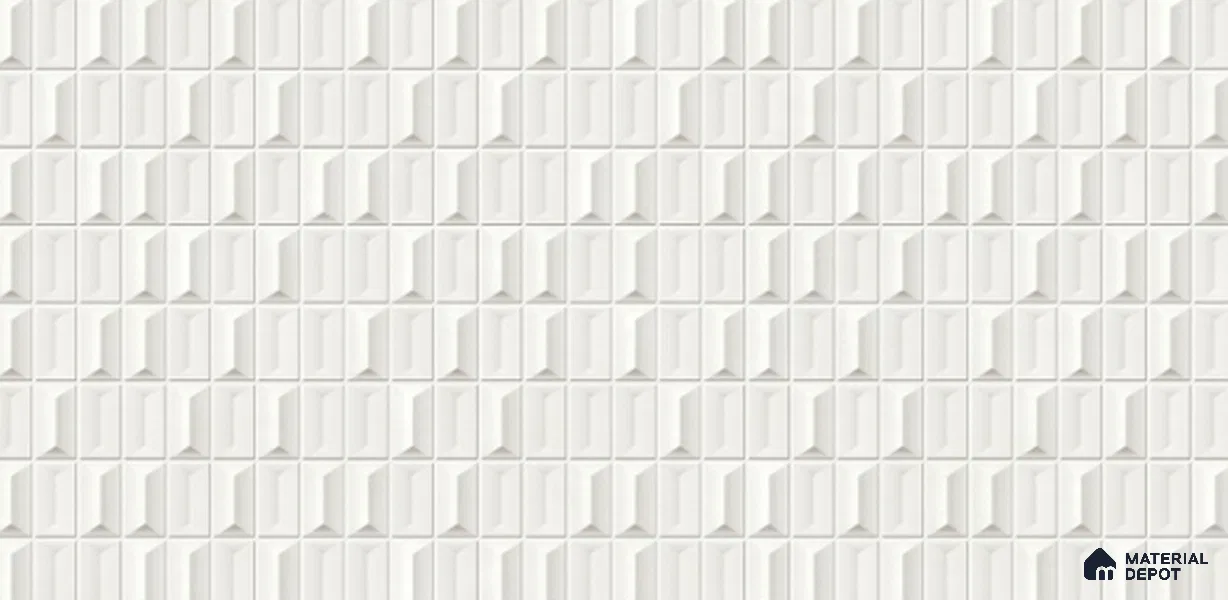 3D Look Wall Tile TL 11451 B Aspen Blanco 2 ft x 1 ft Ceramic Glossy Finish - 9 mm | Suitable for Bathroom, Dining & Kitchen