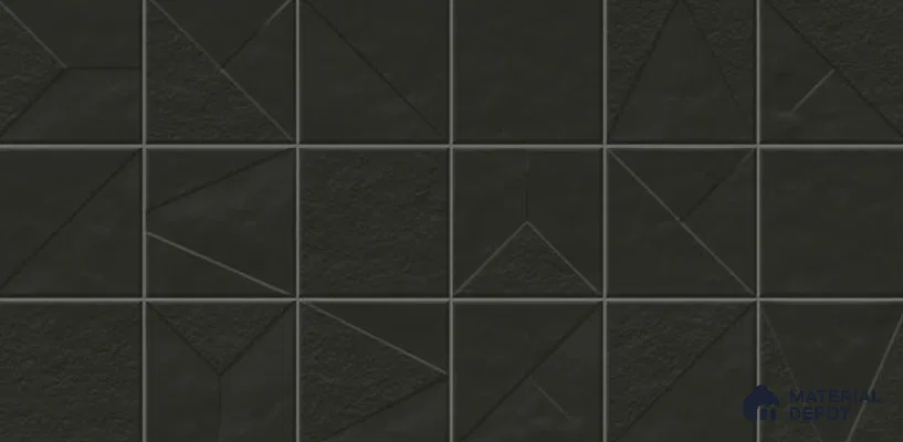 Punch Look Wall Tile TL 11449 Nova Black 2 ft x 1 ft Ceramic Punch Matte Finish - 8 mm  | Suitable for Bathroom, Dining & Kitchen