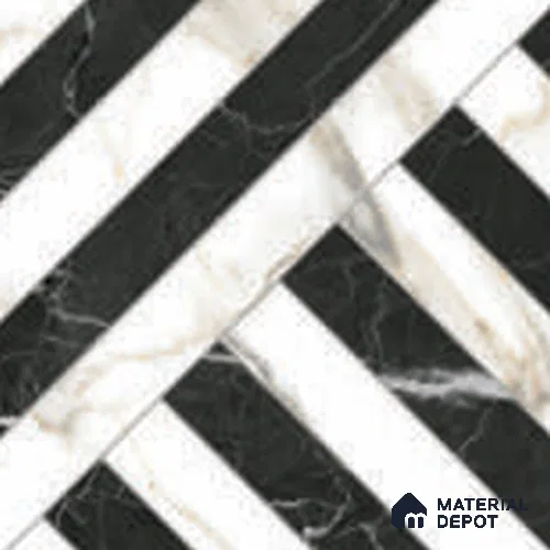 Moroccan Wall & Floor Tile TL 12594 Tridant Nero 8 inc x 8 inc White Body Vitrified Matte Finish - 9 mm | Suitable for Living Room, Bathroom, Dining & Highlighter Wall