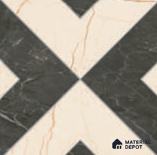 Moroccan Wall & Floor Tile TL 12595 Evora Nero 8 inc x 8 inc White Body Vitrified Matte Finish - 9 mm | Suitable for Living Room, Bathroom, Dining & Highlighter Wall