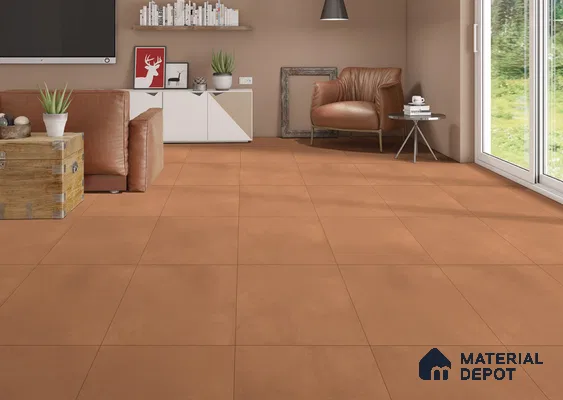 Cement Look Floor Tile TL 06286 E Copper Jewel 2 ft x 2 ft Vitrified Matte Finish - 9 mm | (Random 3) | Suitable for Living Room, Bedroom, Bathroom, Kitchen & Balcony