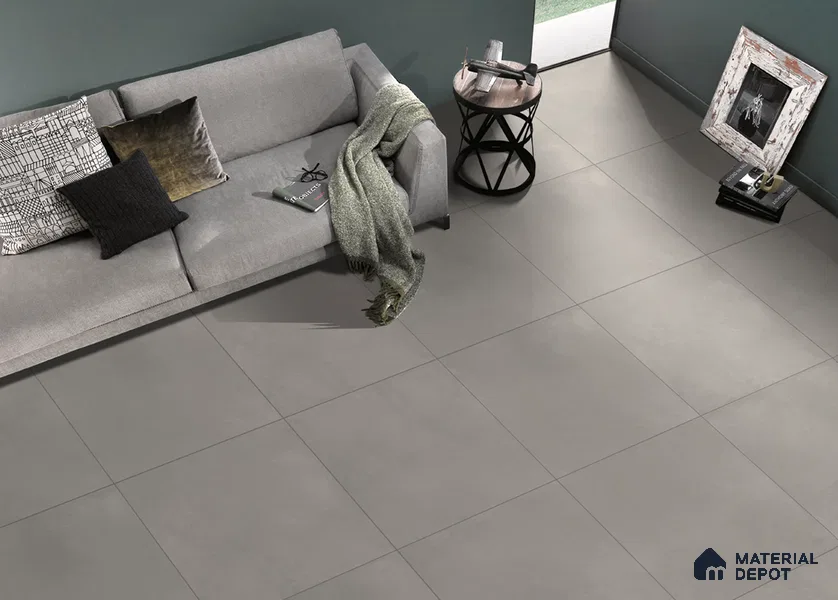 Cement Look Floor Tile TL 06286 C Grey Essence 2 ft x 2 ft Vitrified Matte Finish - 9 mm | (Random 3) | Suitable for Living Room, Bedroom, Bathroom, Kitchen & Balcony
