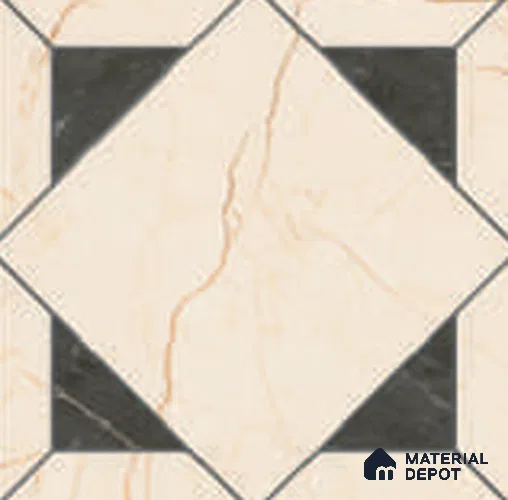 Moroccan Wall & Floor Tile TL 12596 Trevi Nero 8 inc x 8 inc White Body Vitrified Matte Finish - 9 mm | Suitable for Living Room, Bathroom, Dining & Highlighter Wall