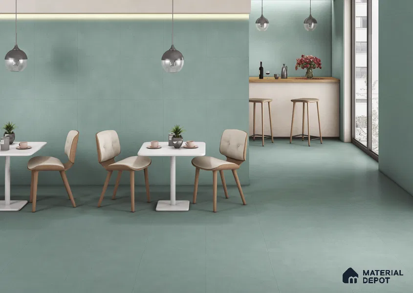 Punch Look Floor & Wall Tile TL 06285 B Cyan Burst 2 ft x 2 ft Vitrified Matte Finish - 8 mm | Suitable for Living Room, Bedroom, Bathroom, Kitchen & Balcony