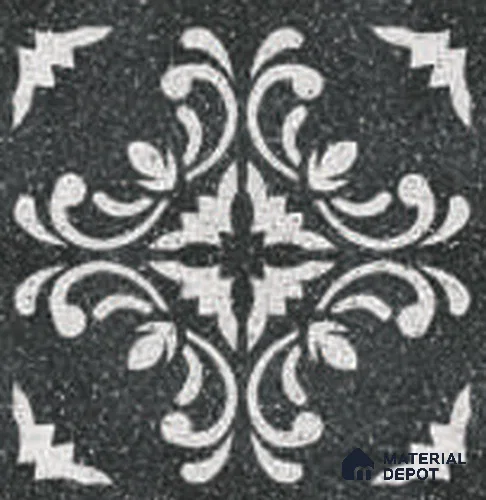 Moroccan Floor Tile TL 12598 B Amazon Nero 1 ft x 1 ft White Body Vitrified Matte Finish - 9 mm | Living Room, Foyer, Office & Dining | Minimum 2 mm Spacer Is Mandatory