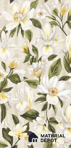 Floral Look Wall Tile TL 12121 Floral White 4 ft x 2 ft Vitrified Matte Finish - 9 mm | Suitable for Bathroom, Accent/Feature Wall, Dining Area