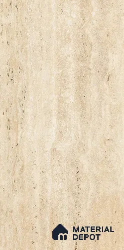 Marble Floor & Wall Tile TL 06380 Travertine Giallo 4 ft x 2 ft Glossy Finish Vitrified Tile - 9 mm | Suitable for Living Room, Bedroom & Bathroom