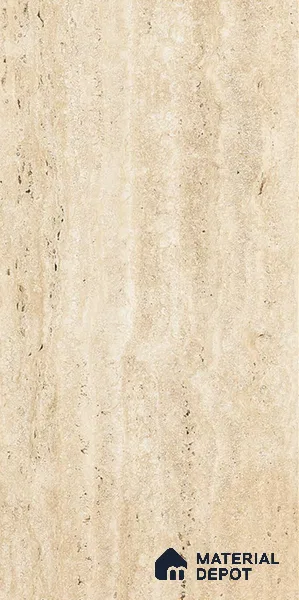 Marble Floor & Wall Tile TL 06380 Travertine Giallo 4 ft x 2 ft Glossy Finish Vitrified Tile - 9 mm | Suitable for Living Room, Bedroom & Bathroom