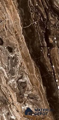 Marble Wall & Floor Tile TL 06397 Marlinga Choco A 4 ft x 2 ft Vitrified Glossy Finish - 9 mm | Suitable for Living Room, Bedroom & Bathroom