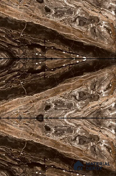 Marble Wall & Floor Tile TL 06397 Marlinga Choco A 4 ft x 2 ft Vitrified Glossy Finish - 9 mm | Suitable for Living Room, Bedroom & Bathroom (Sample)