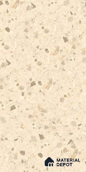 Terrazzo Floor & Wall Tile TL 06404 D Terazzo Beige 4 ft x 2 ft Carving Matte Finish Vitrified Tile - 9 mm | Suitable for Living Room, Bedroom & Bathroom