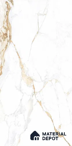 Marble Floor & Wall Tile TL 06381 B Statuario Golden 4 ft x 2 ft Glossy Finish Vitrified Tile - 9 mm | Suitable for Living Room, Bedroom & Bathroom