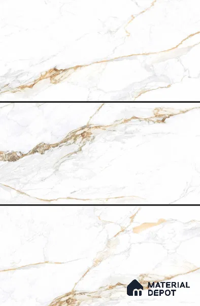 Marble Floor & Wall Tile TL 06381 B Statuario Golden 4 ft x 2 ft Glossy Finish Vitrified Tile - 9 mm | Suitable for Living Room, Bedroom & Bathroom