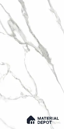 Marble Floor & Wall Tile TL 06381 Statuario Venato Dark 4 ft x 2 ft Glossy Finish Vitrified Tile - 9 mm | Suitable for Living Room, Bedroom & Bathroom