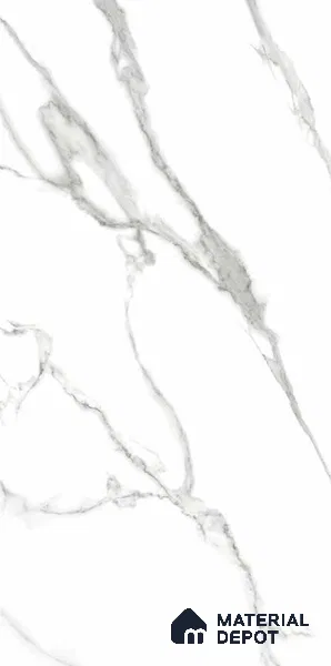 Marble Floor & Wall Tile TL 06381 Statuario Venato Dark 4 ft x 2 ft Glossy Finish Vitrified Tile - 9 mm | Suitable for Living Room, Bedroom & Bathroom