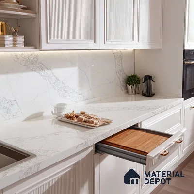 Belina Quartz QR 00022 Celestial Vein Regalia Series 11.42 ft x 6.58 ft Quartz - 20 mm | 10 Years Warranty | Suitable for Kitchen, Restaurant, Counter Tops, Dining, Reception, office