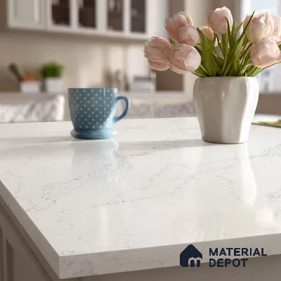 Belina Quartz QR 00039 Celestial Veil Regalia Series 11.42 ft x 6.58 ft Quartz - 20 mm | 10 Years Warranty | Suitable for Kitchen, Restaurant, Counter Tops, Dining, Reception, office