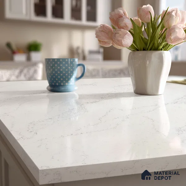 Belina Quartz QR 00039 Celestial Veil Regalia Series 11.42 ft x 6.58 ft Quartz - 20 mm | 10 Years Warranty | Suitable for Kitchen, Restaurant, Counter Tops, Dining, Reception, office