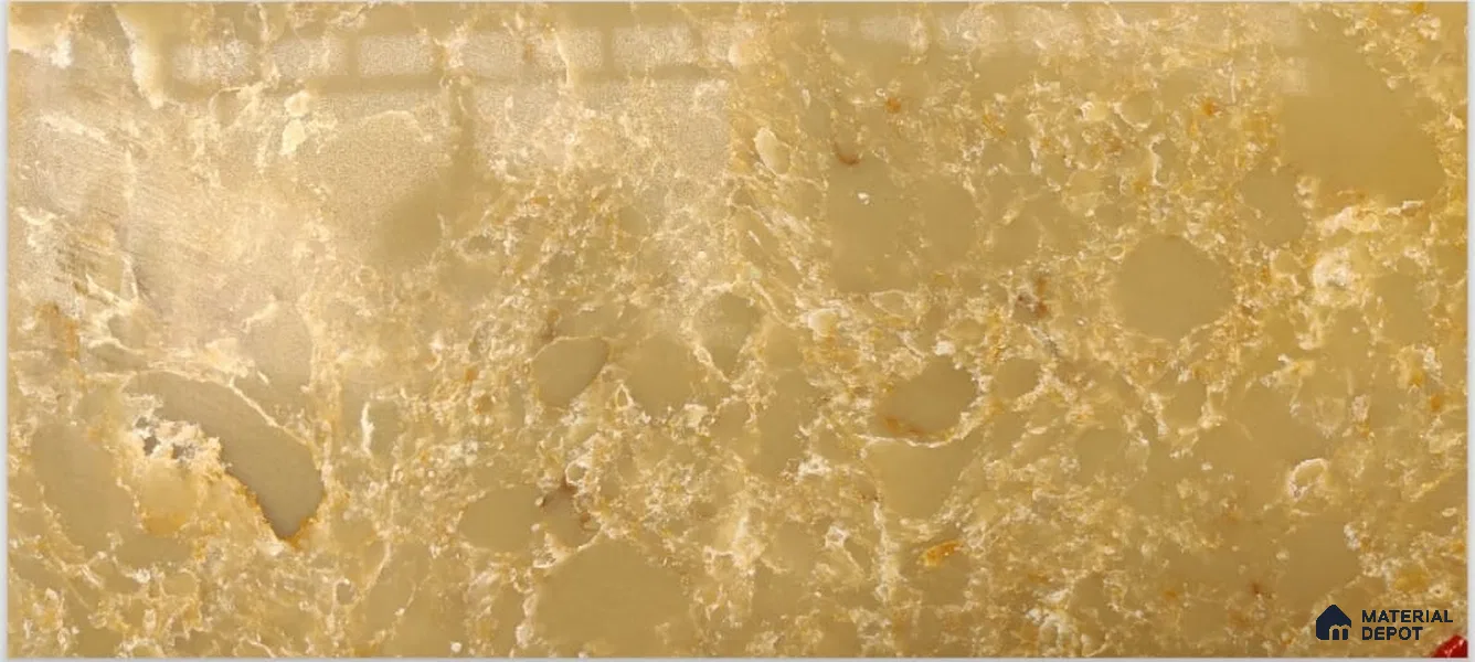 Belina Quartz QR 00196 Golden Sienna Value Series 10.56 ft x 5.31 ft Quartz - 20 mm | 5 Years Warranty | Suitable for Kitchen, Restaurant, Counter Tops, Dining, Reception, office