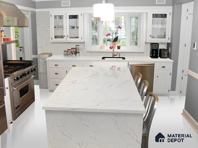 Belina Quartz QR 00178 Frosted Arbor Value Series 10.5 ft x 5.25 ft Quartz - 20 mm | 5 Years Warranty | Suitable for Kitchen, Restaurant, Counter Tops, Dining, Reception, office